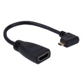 19cm 90 Degree Micro HDMI Left-toward Male to HDMI Female Cable Adapter(Black)
