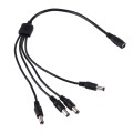 1 Female to 4 Male Plug 5.5 x 2.1mm DC Power Cable(Black)