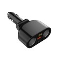 2 Cigarette Lighters + 2 USB Ports Multi-function Car Charger with Digital Display(Black)