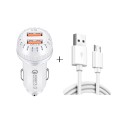 YSY-349 QC3.0 Dual USB Port Car Charger + 1m 3A USB to Micro USB Data Cable(White)