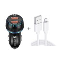 YSY-349 QC3.0 Dual Port USB Car Charger + 3A USB to 8 Pin Data Cable, Length: 1m(Black)