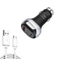 YSY-312PD QC3.0 18W USB + PD 20W USB-C / Type-C Car Charger with USB to Micro USB Data Cable(Black)
