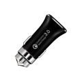 LZ-328 Safety Hammer Type QC3.0 USB  Fast Charging Car Charger(Black)