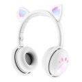 BK9 HiFi 7.1 Surround Sound Cat Claw Luminous Cat Ear Bluetooth Gaming Headset with Mic(White)