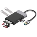 6-in-1 USB 3.0 to USB3.0 x 2+CF Card+TF Card+SD Card+XQD Card HUB Adapter