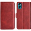 For Motorola Moto G22 4G Dual-side Magnetic Buckle Horizontal Flip Leather Phone Case(Red)