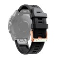 For Garmin Fenix 6S 20mm Rose Gold Buckle Silicone Watch Band(Black)