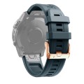 For Garmin Fenix 6S Pro 20mm Rose Gold Buckle Silicone Watch Band(Navy blue)