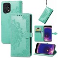 For OPPO Find X5 Pro Mandala Flower Embossed Flip Leather Phone Case(Green)