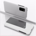 For Samsung Galaxy A13 4G Plated Mirror Horizontal Flip Leather Case with Holder(Silver)