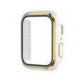 Electroplating Two-color PC+Tempered Film Watch Case For Apple Watch Series 9 / 8 / 7 45mm(White+Gol