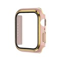 Electroplating Two-color PC+Tempered Film Watch Case For Apple Watch Series 9 / 8 / 7 45mm(Pink+Gold