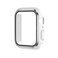 Electroplating Two-color PC+Tempered Film Watch Case For Apple Watch Series 6/5/4/SE 44mm(White+Silv