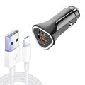TE-P23 38W PD 20W USB-C / Type-C + QC3. 0 USB Triangle Car Charger + USB to 8 Pin Data Cable, Length