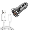 TE-P23 38W PD 20W USB-C / Type-C + QC3. 0 USB Triangle Car Charger + USB to Micro USB Data Cable, Le