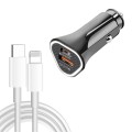 TE-P23 38W PD USB-C / Type-C + QC3. 0 USB Triangle Car Charger + USB-C / Type-C to 8 Pin Data Cable,