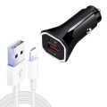 TE-P22 38W PD USB-C / Type-C + QC3. 0 USB Car Charger with 1m USB to 8 Pin Data Cable(Black)