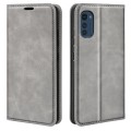 For Motorola Moto E32 4G Retro-skin  Magnetic Suction Leather Phone Case(Grey)