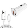 TE-P22 38W PD USB-C / Type-C + QC3. 0 USB Car Charger with 1m USB to Micro USB Data Cable(White)