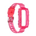 For Huawei Band 6 One-Piece Transparent Silicone Watch Band(Transparent Rose Red)