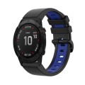 For Garmin Fenix 6X Pro 26mm Silicone Sports Two-Color Watch Band(Black+Blue)