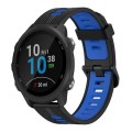 For Garmin Forerunner 245 Music 20mm Vertical Pattern Two-Color Silicone Watch Band(Black+Blue)