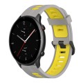 For Amazfit GTR 2e 22mm Vertical Pattern Two-Color Silicone Watch Band(Grey+Yellow)