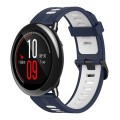 For Amazfit Pace 22mm Vertical Pattern Two-Color Silicone Watch Band(Dark Blue+White)