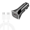 TE-P2 PD20W USB-C / Type-C Car Charger with Type-C to Type-C Data Cable(Black)