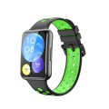 For Huawei Watch Fit 2 Two-Color Perforated Silicone Watch Band(Black+Green)