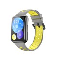 For Huawei Watch Fit 2 Two-Color Perforated Silicone Watch Band(Grey+Yellow)