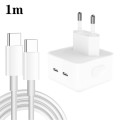 PD 35W Dual USB-C / Type-C Ports Charger with 1m Type-C to Type-C Data Cable, EU Plug