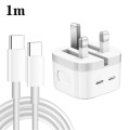 PD 35W Dual USB-C / Type-C Ports Charger with 1m Type-C to Type-C Data Cable, UK Plug