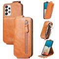 For Samsung Galaxy A73 5G Zipper Wallet Vertical Flip Leather Phone Case(Brown)