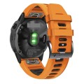 For Garmin Fenix 6X Pro 26mm Silicone Sports Two-Color Watch Band(Orange+Black)