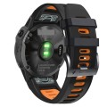 For Garmin Fenix 6 Pro 22mm Silicone Sports Two-Color Watch Band(Black+Orange)