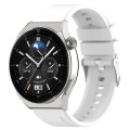 For Huawei Watch GT3 42mm 20mm Protruding Head Silicone Strap Silver Buckle(White)