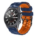 For Samsung Galaxy Watch 46mm 22mm Football Pattern Two-Color Silicone Strap(Midnight Blue + Orange)