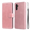 For Samsung Galaxy A13 5G JUNSUNMAY Calf Texture Leather Phone Case(Pink)