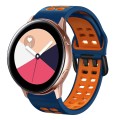 For Galaxy Watch Active 2 20mm Breathable Two-Color Silicone Watch Band(Midnight Blue+Orange)