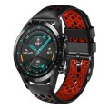 For Huawei Watch GT2 46mm 22mm Two-Color Breathable Silicone Watch Band(Black+Red)