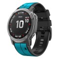 For Garmin Approach S62 22mm Silicone Sports Two-Color Watch Band(Skyblue+Black)