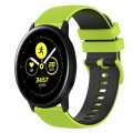 For Samsung Galaxy Watch Active2 44mm 20mm Checkered Two-Color Silicone Watch Band(Lime Green+Black)
