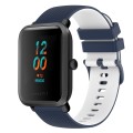 For Amazfit BIP U 20mm Checkered Two-Color Silicone Watch Band(Dark Blue+White)