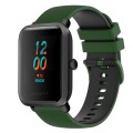 For Amazfit BIP U 20mm Checkered Two-Color Silicone Watch Band(Amy Green+Black)