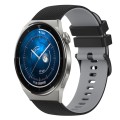 For Huawei Watch GT3 Pro 46mm 22mm Checkered Two-Color Silicone Watch Band(Black+Grey)
