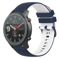 For Amazfit GTR 47mm 22mm Checkered Two-Color Silicone Watch Band(Dark Blue+White)
