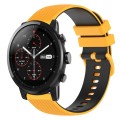 For Amazfit Stratos 22mm Checkered Two-Color Silicone Watch Band(Yellow+Black)