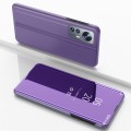 For Xiaomi 12 Lite Plated Mirror Horizontal Flip Leather Case with Holder(Purple Blue)