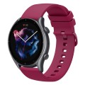 For Amazfit GTR 3 22mm Solid Color Soft Silicone Watch Band(Wine Red)